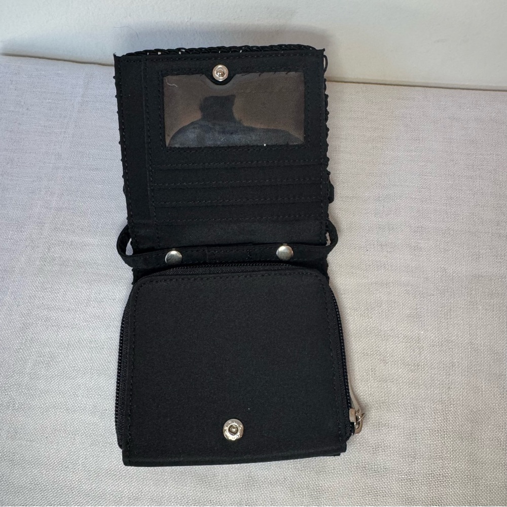 Elegant Black Woven Bag/Wallet crochet summery crossbody 0034 - Picture 3 of 11